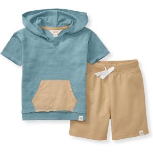 imageBurts Bees Baby babyboys Short Sleeve Shirt and Pant Set Top amp Bottom Outfit 100 Organic CottonSmoke Blue
