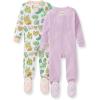 imageBurts Bees Baby Baby Girls Sleeper Pajamas 100 Organic Cotton Onepiece PJs Diagonal Zip Up Jumpsuit Snug Fit FootieGarden Paths