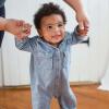 imageBurts Bees Baby Boys Jumpsuit 100 Organic Cotton Onepiece Long Sleeve Button Down CoverallFlint Acid Wash