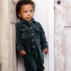 imageBurts Bees Baby Boys Jumpsuit 100 Organic Cotton Onepiece Long Sleeve Button Down CoverallGreen Corduroy