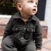 imageBurts Bees Baby Boys Jumpsuit 100 Organic Cotton Onepiece Long Sleeve Button Down CoverallShadow Button Down