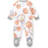 imageBurts Bees Baby Boys Sleep and Play PJs 100 Organic Cotton OnePiece Zip Front Romper Jumpsuit PajamasBasketball