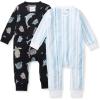imageBurts Bees Baby Boys Sleep and Play PJs 100 Organic Cotton OnePiece Zip Front Romper Jumpsuit PajamasMosaic Sea Animals