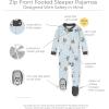 imageBurts Bees Baby Boys Sleep and Play PJs 100 Organic Cotton OnePiece Zip Front Romper Jumpsuit PajamasMr Moo Cow