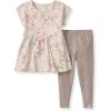 imageBurts Bees Baby babygirls Short Sleeve Top and Leggings Set Outfit Bundle 100 Organic CottonCherry Blossoms