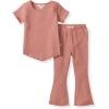imageBurts Bees Baby babygirls Short Sleeve Top and Leggings Set Outfit Bundle 100 Organic CottonSedona Waffle