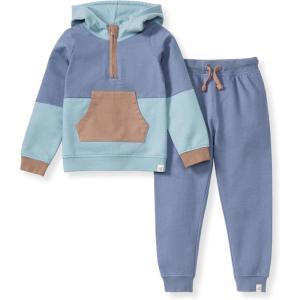 imageBurts Bees Baby Baby Boys Hoodie and Pant Set Top amp Bottom Outfit Bundle 100 Organic CottonFlint Blue