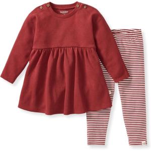 imageBurts Bees Baby Baby Girls Long Sleeve Top and Pant Set 100 Organic Cotton OutfitBrick Thermal