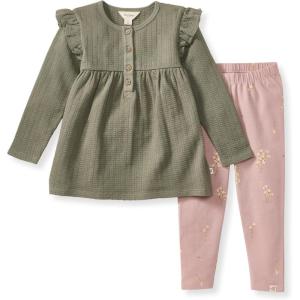 imageBurts Bees Baby Baby Girls Long Sleeve Top and Pant Set 100 Organic Cotton OutfitBudding Beauty
