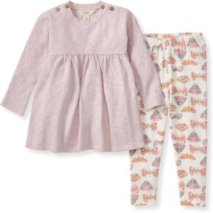 imageBurts Bees Baby Baby Girls Long Sleeve Top and Pant Set 100 Organic Cotton OutfitSoft Violet Slub