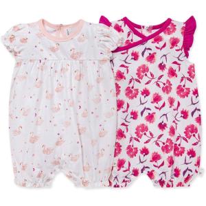 imageBurts Bees Baby Baby Girls Rompers Set of 2 Bubbles One Piece Jumpsuits 100 Organic CottonGraceful Swans