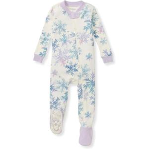 imageBurts Bees Baby Baby Girls Sleeper Pajamas 100 Organic Cotton Onepiece PJs Diagonal Zip Up Jumpsuit Snug Fit FootieSnowflake Flurries