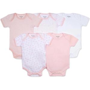imageBurts Bees Baby Bodysuits Short Sleeve and Long Sleeve OnePieces 100 Organic Cotton Pack of 5Blossom Prints 5pk