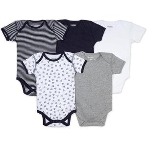 imageBurts Bees Baby Bodysuits Short Sleeve and Long Sleeve OnePieces 100 Organic Cotton Pack of 5Blueberry Prints 5pk