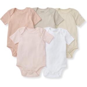 imageBurts Bees Baby Bodysuits Short Sleeve and Long Sleeve OnePieces 100 Organic Cotton Pack of 5Pink Sand
