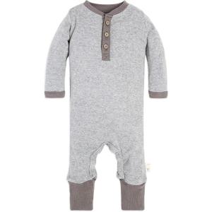 imageBurts Bees Baby Boys Jumpsuit 100 Organic Cotton Onepiece Long Sleeve CoverallHeather Grey Henley