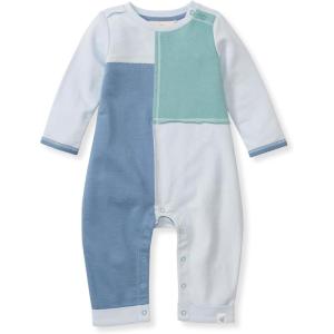 imageBurts Bees Baby Boys Jumpsuit 100 Organic Cotton Onepiece Long Sleeve CoverallIcy Blue Colorblock