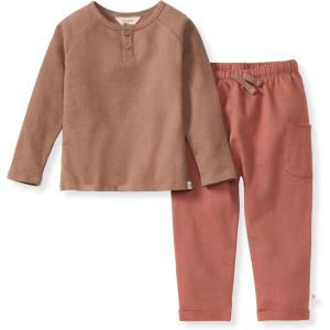 imageBurts Bees Baby Boys Shirt and Pant Set Long Sleeve Top amp Bottom Outfit Bundle 100 Organic CottonGinger Textured Knit