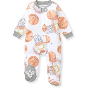 imageBurts Bees Baby Boys Sleep and Play PJs 100 Organic Cotton OnePiece Zip Front Romper Jumpsuit PajamasBasketball