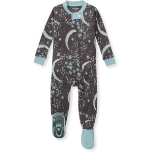imageBurts Bees Baby Boys Sleep and Play PJs 100 Organic Cotton OnePiece Zip Front Romper Jumpsuit PajamasCelestial Moon