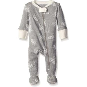 imageBurts Bees Baby Boys Sleep and Play PJs 100 Organic Cotton OnePiece Zip Front Romper Jumpsuit PajamasHeather Grey Bee Sleeper