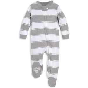 imageBurts Bees Baby Boys Sleep and Play PJs 100 Organic Cotton OnePiece Zip Front Romper Jumpsuit PajamasHeather Grey Stripes