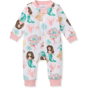 imageBurts Bees Baby Boys Sleep and Play PJs 100 Organic Cotton OnePiece Zip Front Romper Jumpsuit PajamasMagical Mermaids