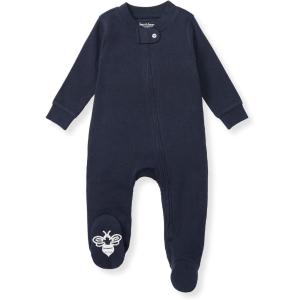 imageBurts Bees Baby Boys Sleep and Play PJs 100 Organic Cotton OnePiece Zip Front Romper Jumpsuit PajamasMidnight Solid Rib