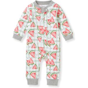 imageBurts Bees Baby Boys Sleep and Play PJs 100 Organic Cotton OnePiece Zip Front Romper Jumpsuit PajamasMini Watermelon Check