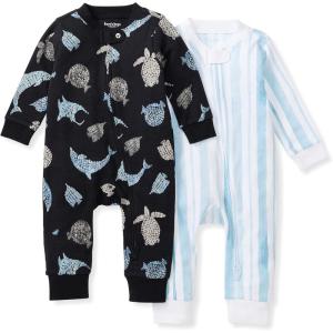 imageBurts Bees Baby Boys Sleep and Play PJs 100 Organic Cotton OnePiece Zip Front Romper Jumpsuit PajamasMosaic Sea Animals