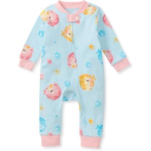 imageBurts Bees Baby Boys Sleep and Play PJs 100 Organic Cotton OnePiece Zip Front Romper Jumpsuit PajamasPuffer Fish
