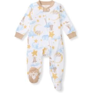 imageBurts Bees Baby Boys Sleep and Play PJs 100 Organic Cotton OnePiece Zip Front Romper Jumpsuit PajamasStardust Bunnies