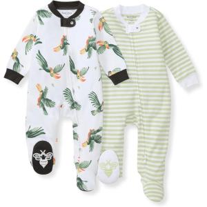 imageBurts Bees Baby Boys Sleep and Play PJs 100 Organic Cotton OnePiece Zip Front Romper Jumpsuit PajamasToucan