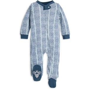 imageBurts Bees Baby Boys Sleep and Play PJs 100 Organic Cotton OnePiece Zip Front Romper Jumpsuit PajamasWatercolor Chevron