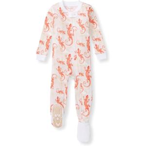 imageBurts Bees Baby Boys Sleep and Play PJs 100 Organic Cotton OnePiece Zip Front Romper Jumpsuit PajamasWatercolor Gecko
