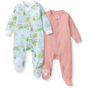 imageBurts Bees Baby Girls Organic Cotton Sleep and Play Footed PajamasGreen Houses