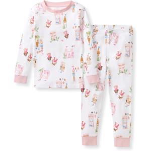 imageBurts Bees Baby Girls Pajamas 2Piece Long Sleeve Tee and Pants Organic Cotton PJ SetFairytale Castle