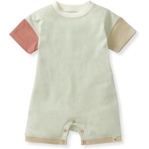 imageBurts Bees Baby babyboys Jumpsuit 100 Organic Cotton Onepiece Romper Short Or Long Sleeve Shortall CoverallGreen Wash Color Blocked