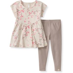 imageBurts Bees Baby babygirls Short Sleeve Top and Leggings Set Outfit Bundle 100 Organic CottonCherry Blossoms