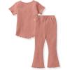imageBurts Bees Baby Baby Girls Short Sleeve Top and Leggings Set Outfit Bundle 100 Organic CottonSedona Waffle