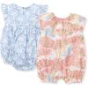 imageBurts Bees Baby babygirls Romper 100 Organic Cotton Onepiece Bubble Shortall and Layette Set Girl Outfit 2packOcean Gems