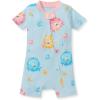 imageBurts Bees Baby Short Sleeve Pajamas Onepiece Sleeper Romper Pjs Snug Fit for Infants 3 to 24 MonthsPuffer Fish
