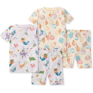 imageBurts Bees Baby Baby Girls Pajamas Short Sleeve Tee and Shorts 2piece Pj Set 100 Organic CottonSnorkeling Friends  Beachcomber