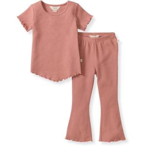 imageBurts Bees Baby Baby Girls Short Sleeve Top and Leggings Set Outfit Bundle 100 Organic CottonSedona Waffle