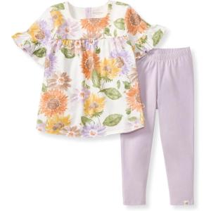 imageBurts Bees Baby Baby Girls Short Sleeve Top and Leggings Set Outfit Bundle 100 Organic CottonSweet Sunflowers