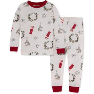 imageBurts Bees Baby Girls Pajamas 2Piece Long Sleeve Tee and Pants Organic Cotton PJ SetVintage Holiday