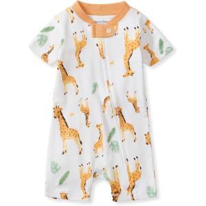 imageBurts Bees Baby Short Sleeve Pajamas Onepiece Sleeper Romper Pjs Snug Fit for Infants 3 to 24 MonthsGiraffe Family