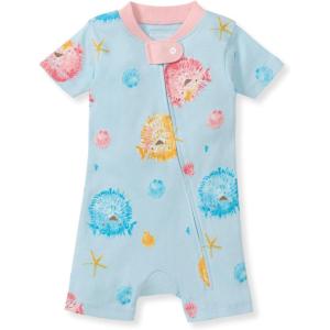 imageBurts Bees Baby Short Sleeve Pajamas Onepiece Sleeper Romper Pjs Snug Fit for Infants 3 to 24 MonthsPuffer Fish