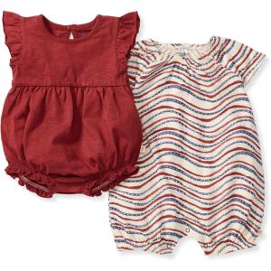 imageBurts Bees Baby babygirls Romper 100 Organic Cotton Onepiece Bubble Shortall and Layette Set Girl Outfit 2packFestive Pattern 2pk