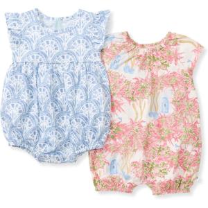 imageBurts Bees Baby babygirls Romper 100 Organic Cotton Onepiece Bubble Shortall and Layette Set Girl Outfit 2packOcean Gems